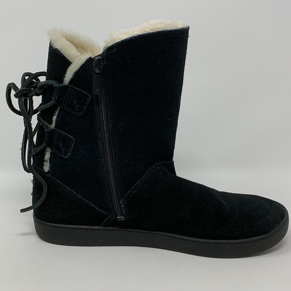 Koolaburra by UGG Shazi Short Winter Boots/Booties black suede fleece lined - Picture 5 of 12